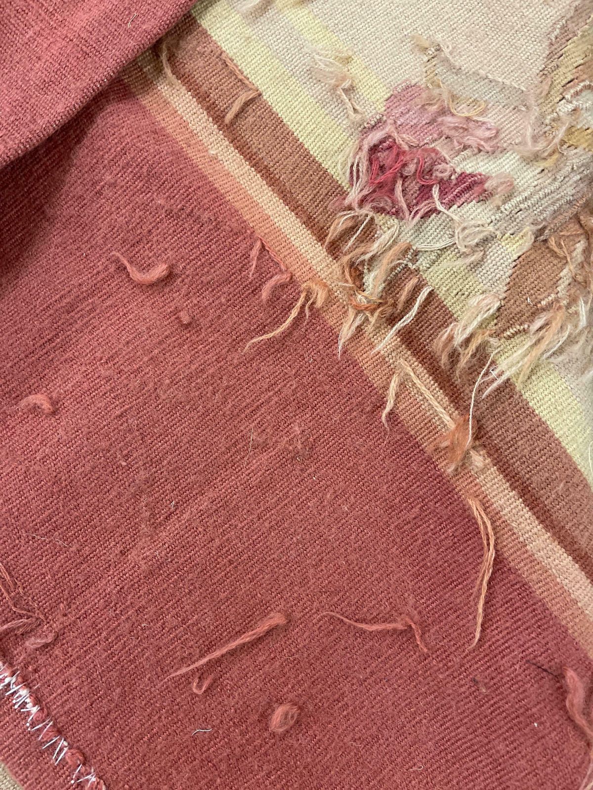 Handmade Carpet Blush Pink Blue Aubusson Rug, Extra Large Wool Tapestry Rug photo vintage