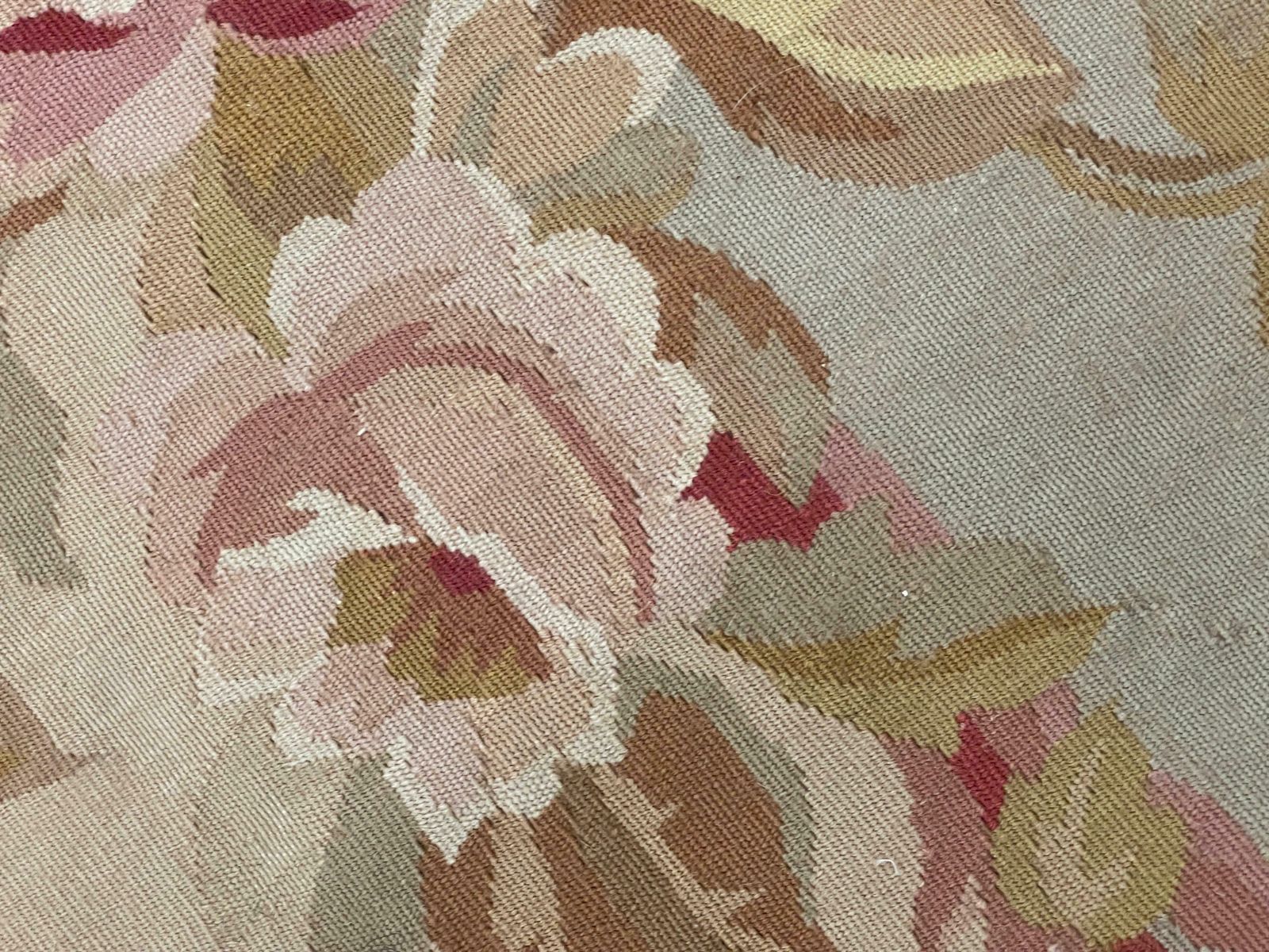 photo vintage Handmade Carpet Blush Pink Blue Aubusson Rug, Extra Large Wool Tapestry Rug