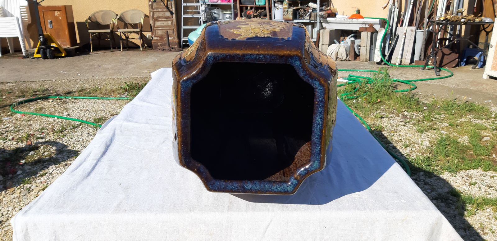 photo for sale China Vase In Enamelled Sandstone Stamped Hollow Stamp