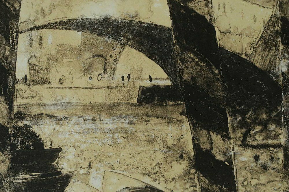 René Genis, Composition, Lithograph, 1970s, Framed photo furniture