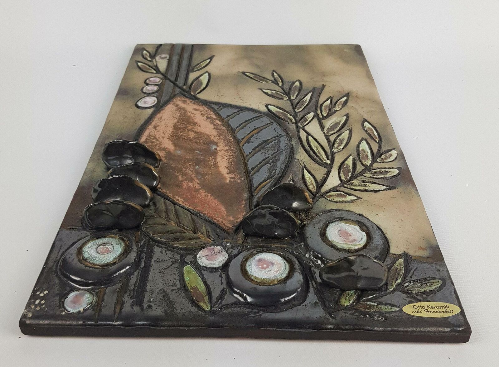 1995   2000 Vintage Otto Keramik 3d Wall Plate Fat Lava photo vinterior