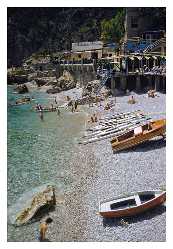 A Beach In Capri By Toni Frissell Oversize Archival Pigment Print Framed In Brown photo furniture