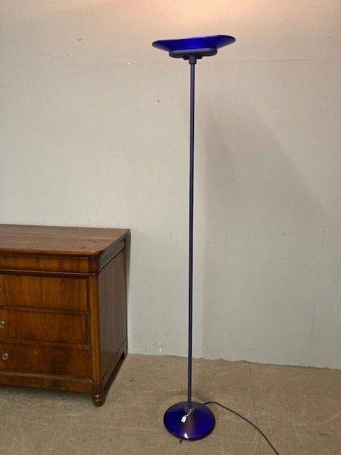 Pair Of Blue Murano Glass Lamps From The 1980s Arteluce Jill Height 195 Cm Modern Design photo for sale