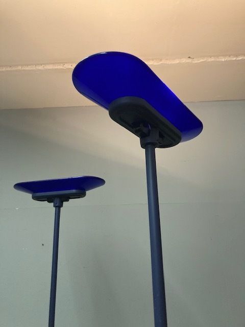Pair Of Blue Murano Glass Lamps From The 1980s Arteluce Jill Height 195 Cm Modern Design photo buy