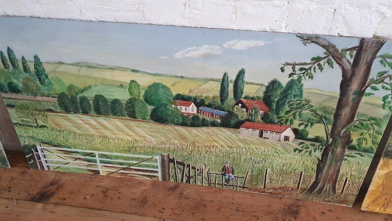 6 Large Countryside Original Oil Paintings Still Life On Boards. Each 4 X 2 Ft photo 195.0