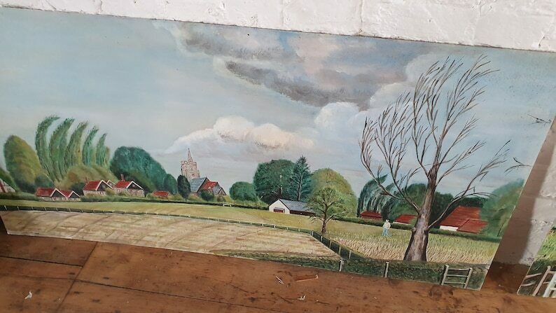 6 Large Countryside Original Oil Paintings Still Life On Boards. Each 4 X 2 Ft photo vinterior