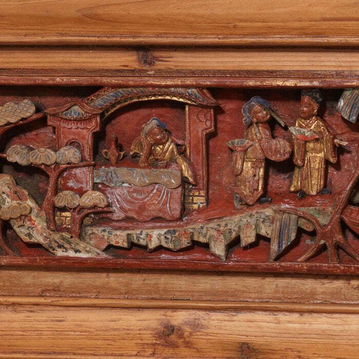Carved Decorative Bed Fascia In Red And Gold photo Furniture