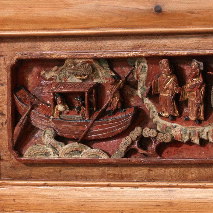 Carved Decorative Bed Fascia In Red And Gold photo vintage
