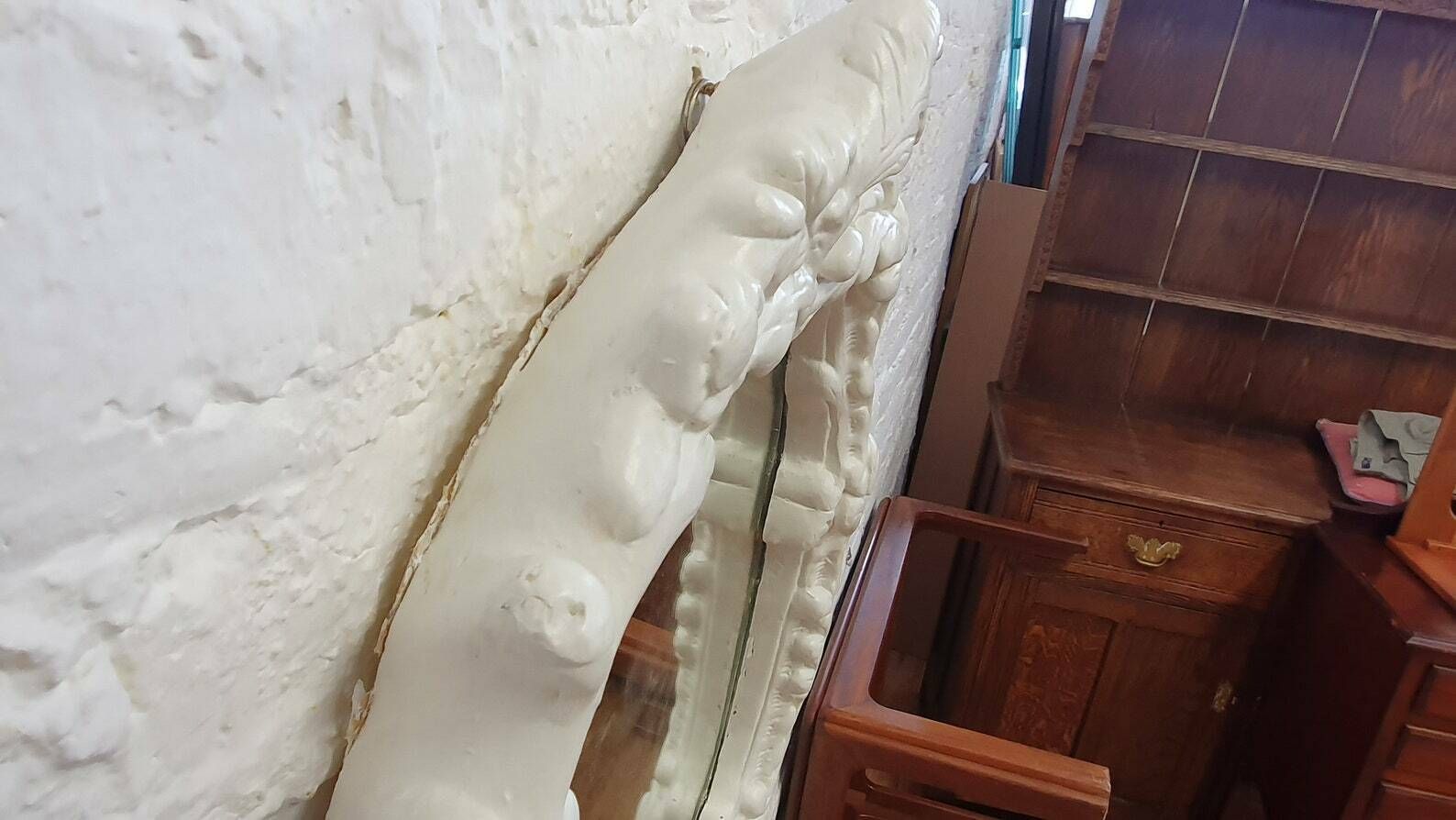 Superb Large Chunky Ornate 60's Plaster Mirror Painted In Farrow And Ball Mirror photo vintage