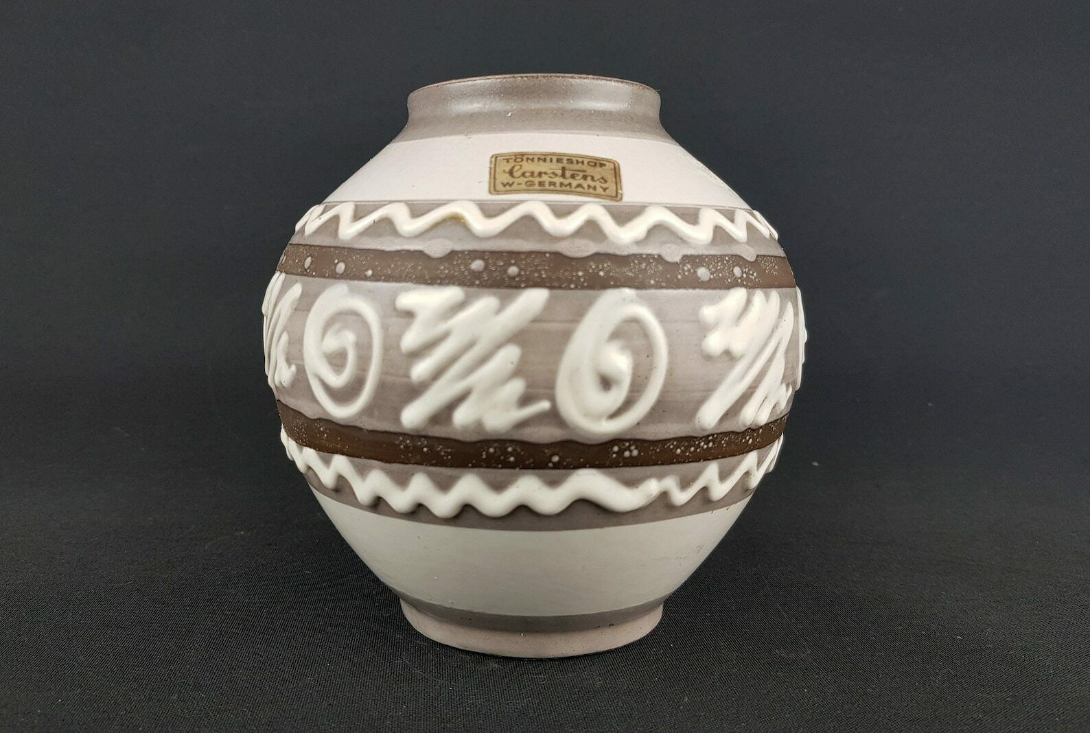 Vintage Gray Carstens Keramik Ball Vase 652/13 West German Pottery 1960s