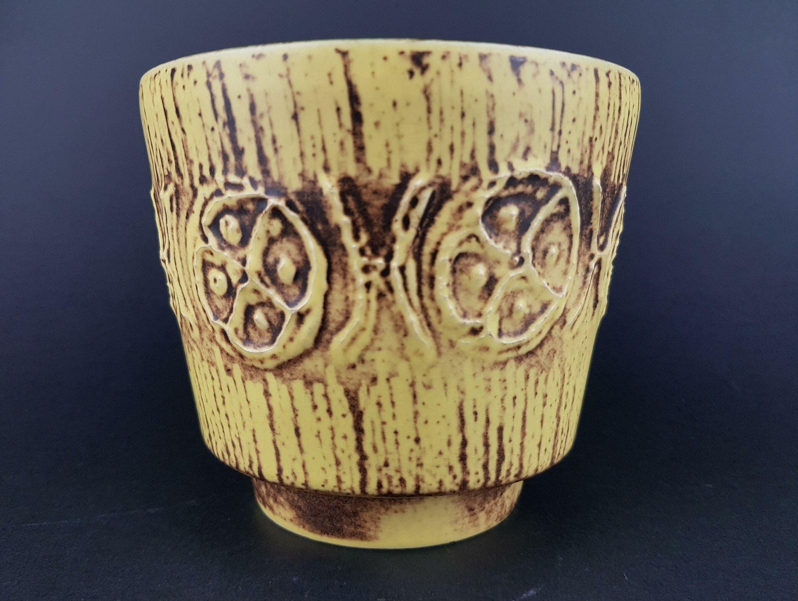 Vintage Ubelacker (ü Keramik) Yellow Planter Flower Pot West German Pottery 1960s