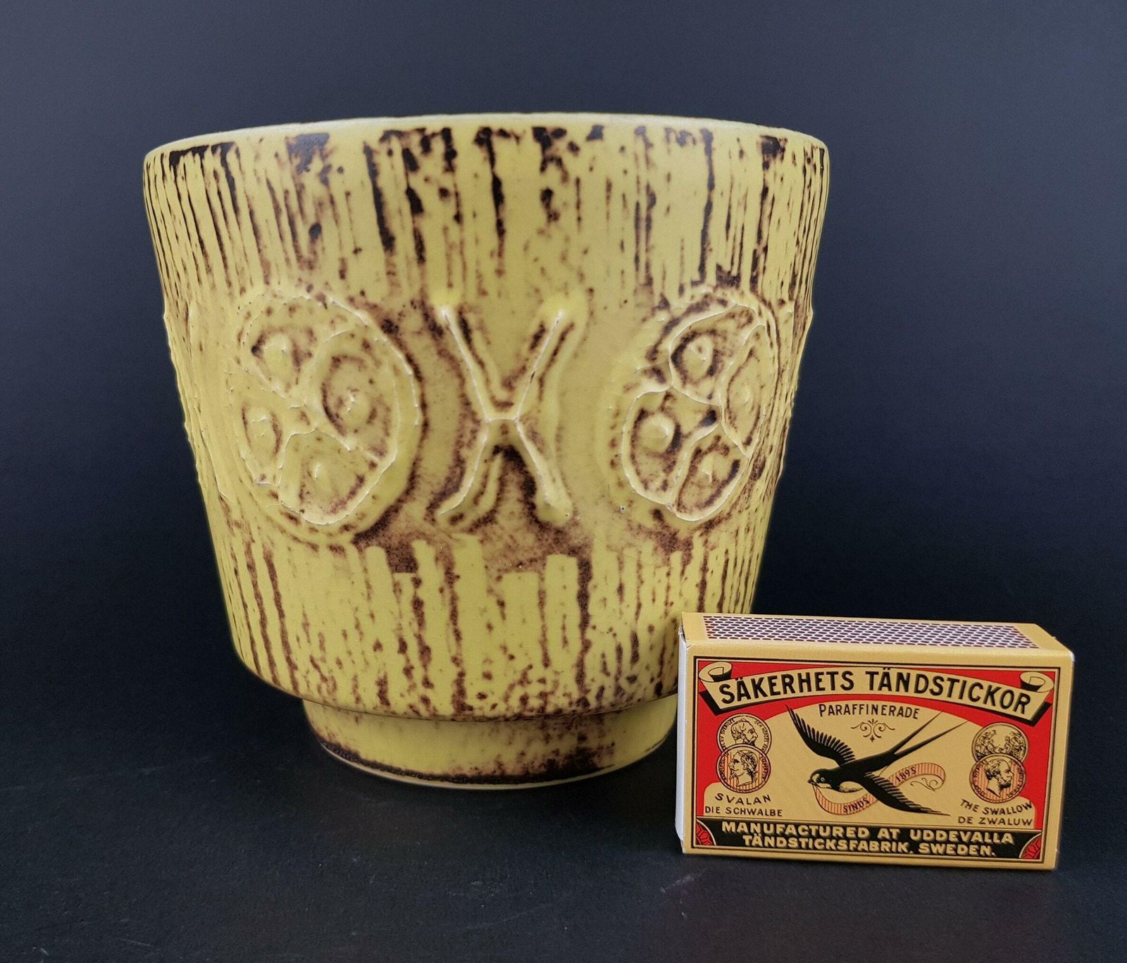 Vintage Ubelacker (ü Keramik) Yellow Planter Flower Pot West German Pottery 1960s photo furniture