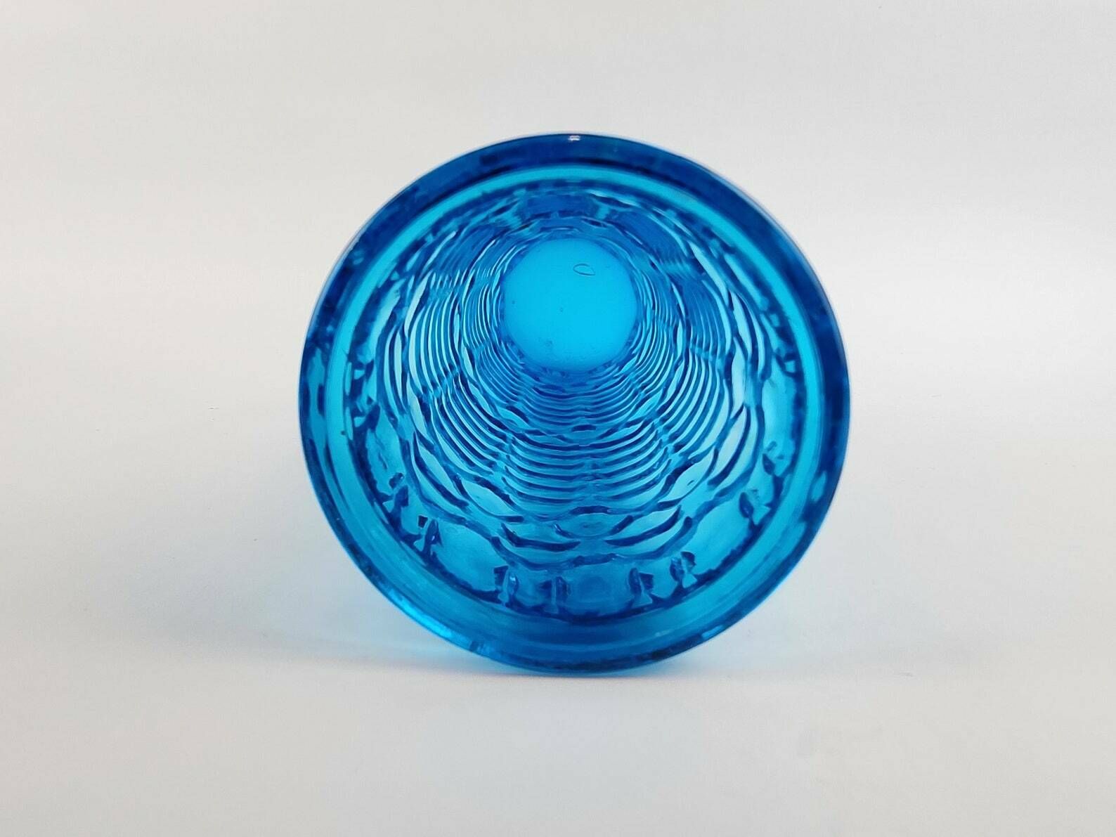 Vintage Italian Glass Blue Vase Italian Art Glass 1970s photo vinterior