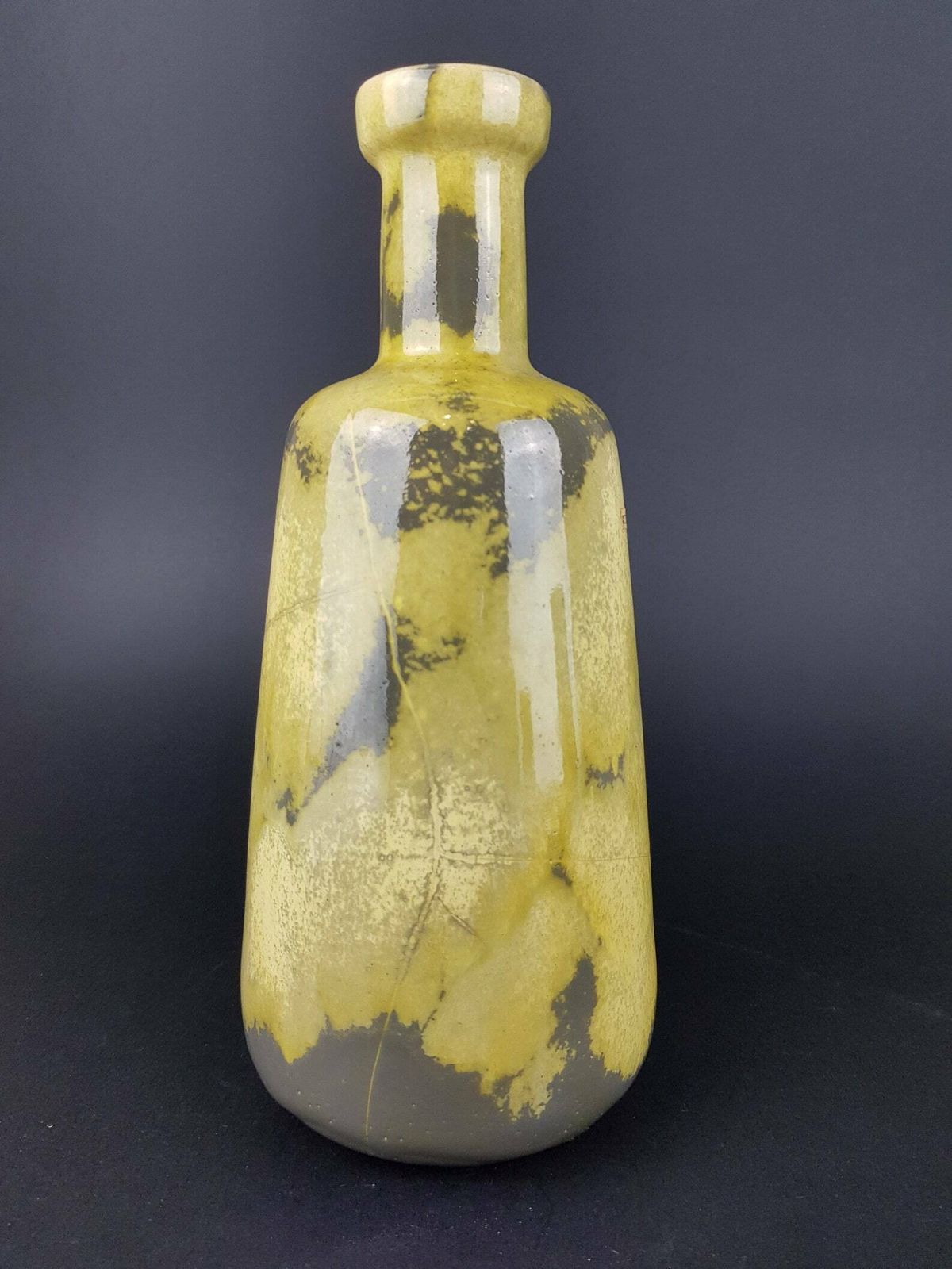 Vintage Otto Keramik Yellow And Gray Vase West German Pottery 1970s photo for sale