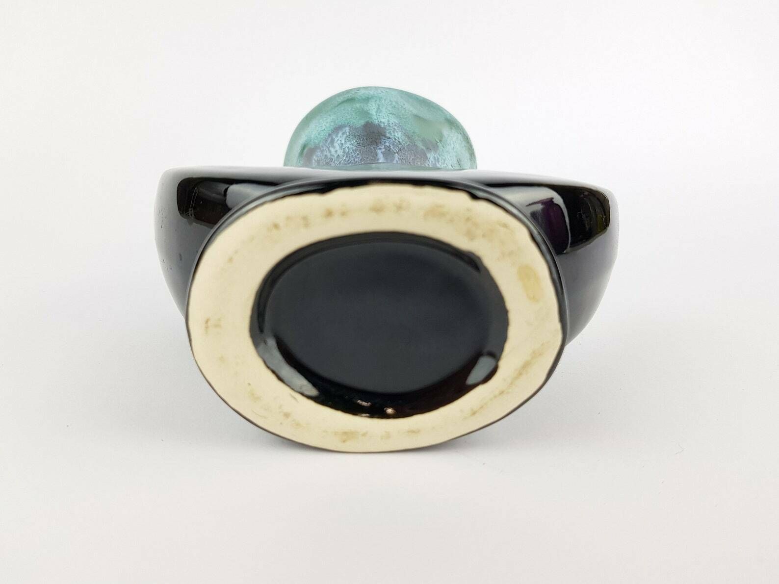 Vintage Blue And Black Fat Lava French Pottery Vase 1960s photo 53.0