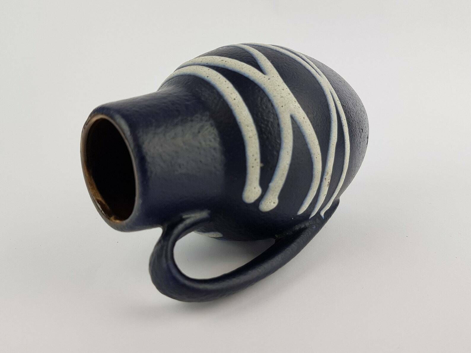 Vintage Scheurich Keramik Blue Vase With White Fat Lava 414 16 West German Pottery 1970s photo Home Decor