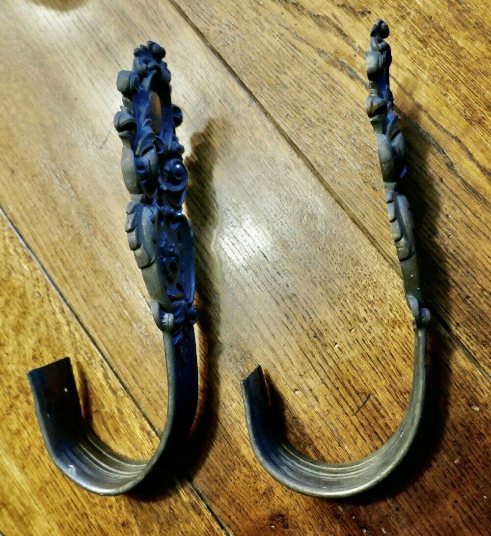 A Pair Of Rare Early English 19th Century Patinated Brass Curtain Tie Backs photo 540.0