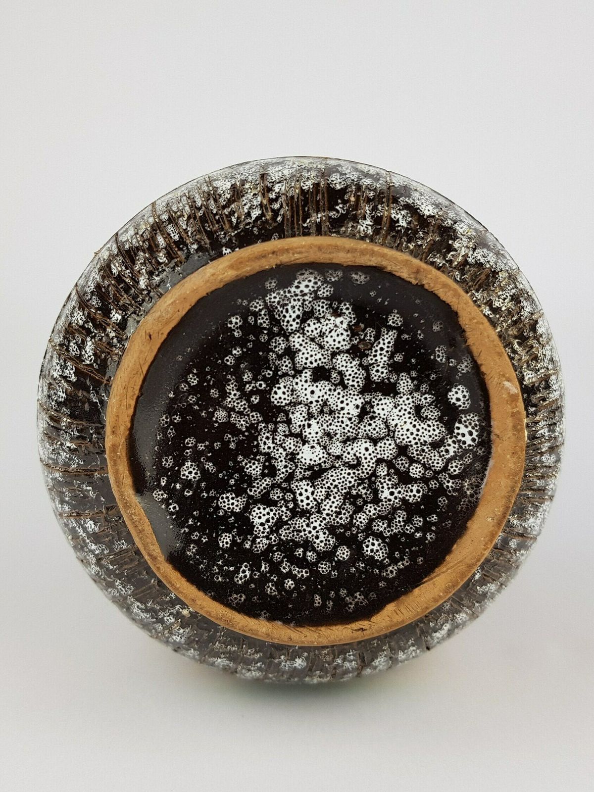 Vintage Nuovo Rinascimento Ceramiche Vase Black White Green And Yellow 1970s Italian Pottery photo 76.0