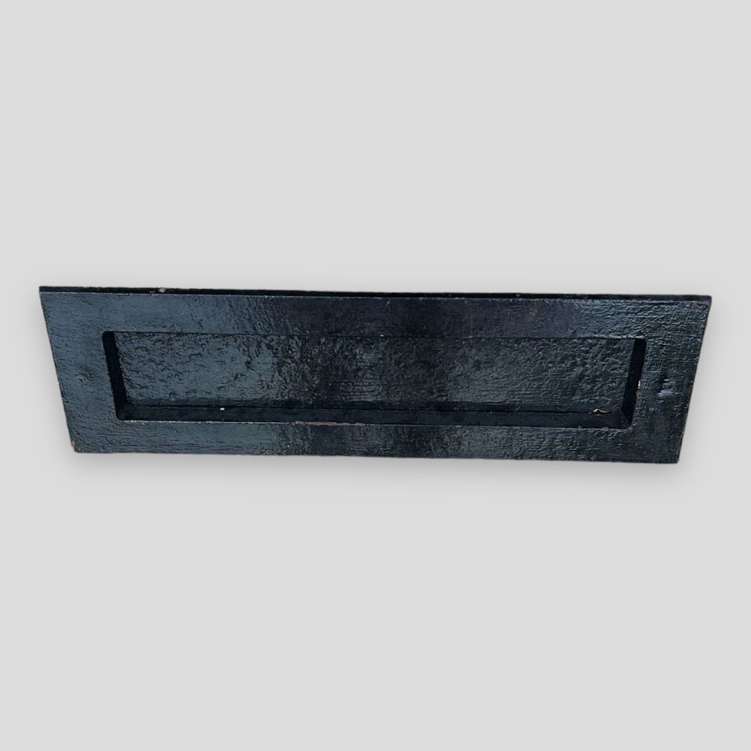 Antique Cast Iron Door Knocker, Letterbox And Striker