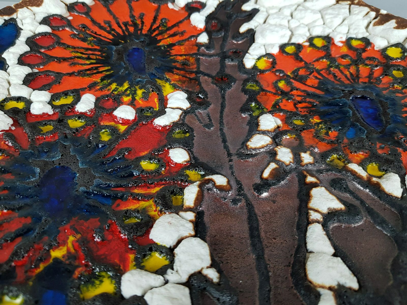 Xxl Marei Keramik (Majolikafabrik Rheinbach) Wall Plate Floral Decor West German Pottery 1970s photo vinterior