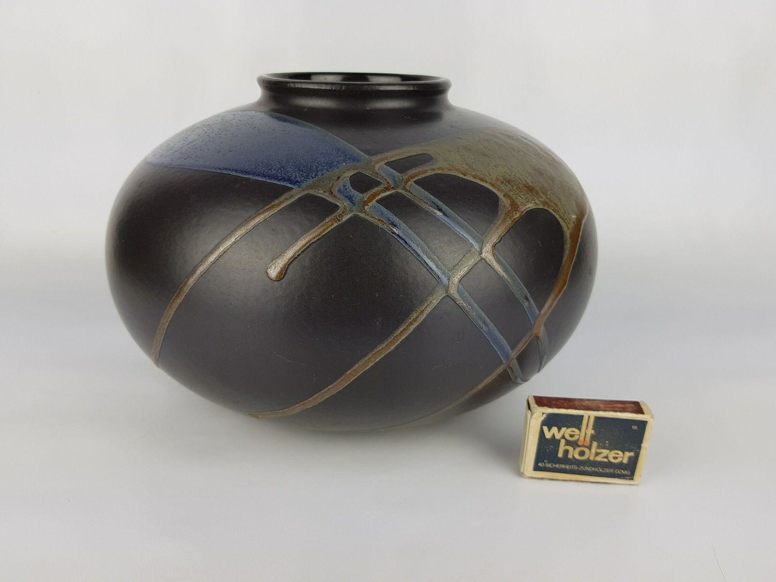 Vintage Bay Keramik Fat Lava Xl Disk Vase West German Pottery 690 17 photo for sale