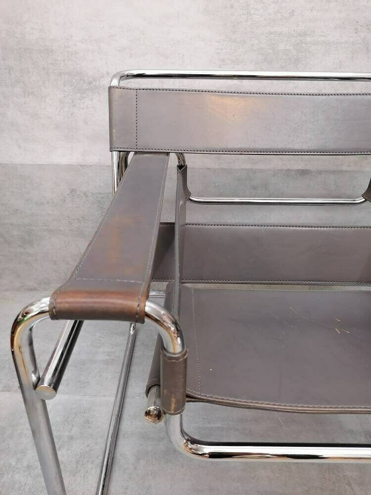 Marcel Breuer Wassily Style Grey B3 Chairs 1980s Italy By Fasem photo buy