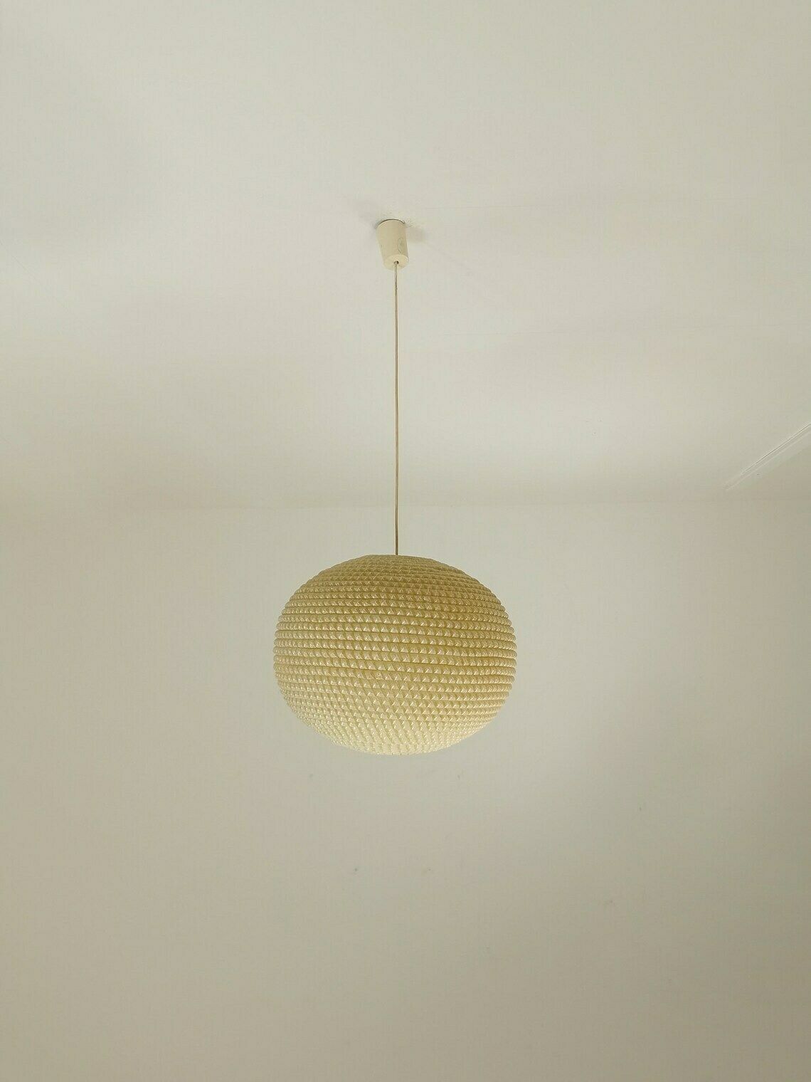 Mid Century, Large Temde Hanging Lamp From The 1960s   With Synthetic Fiber Shade