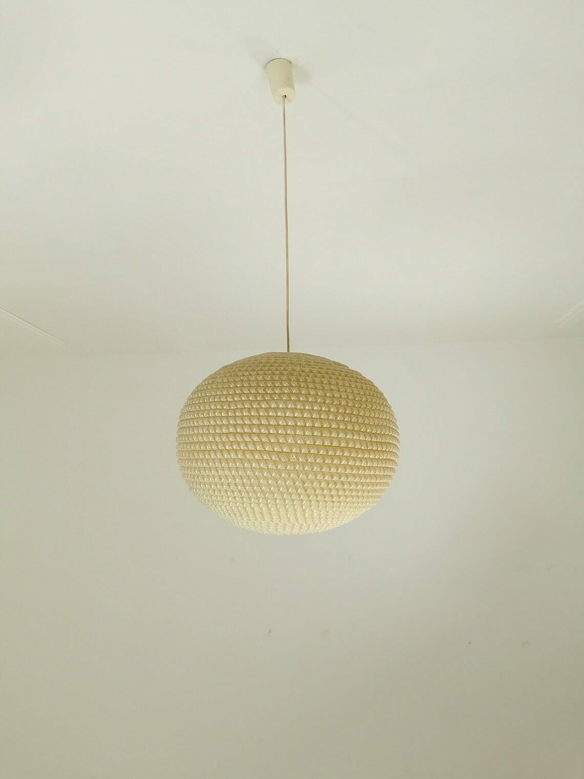 Mid Century, Large Temde Hanging Lamp From The 1960s   With Synthetic Fiber Shade photo for sale