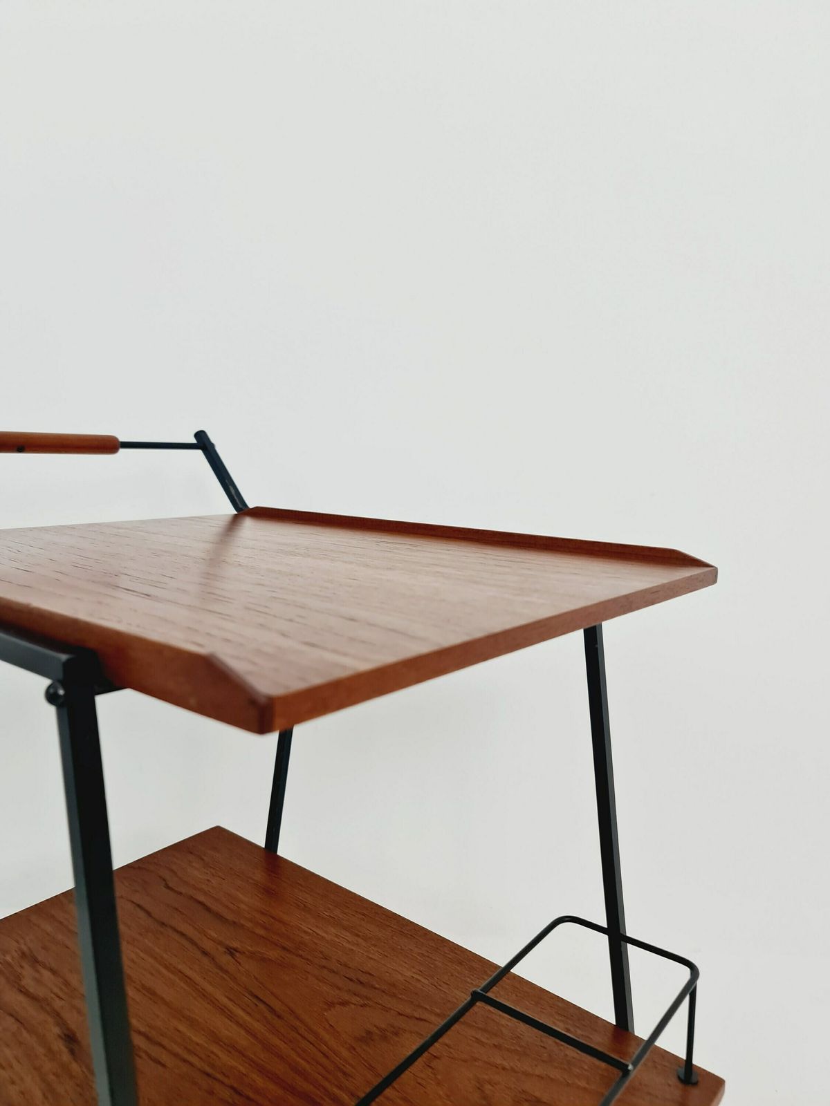 photo furniture Vintage German Mid Century Trolley Bar Cart In Teak & Metal, 1960s