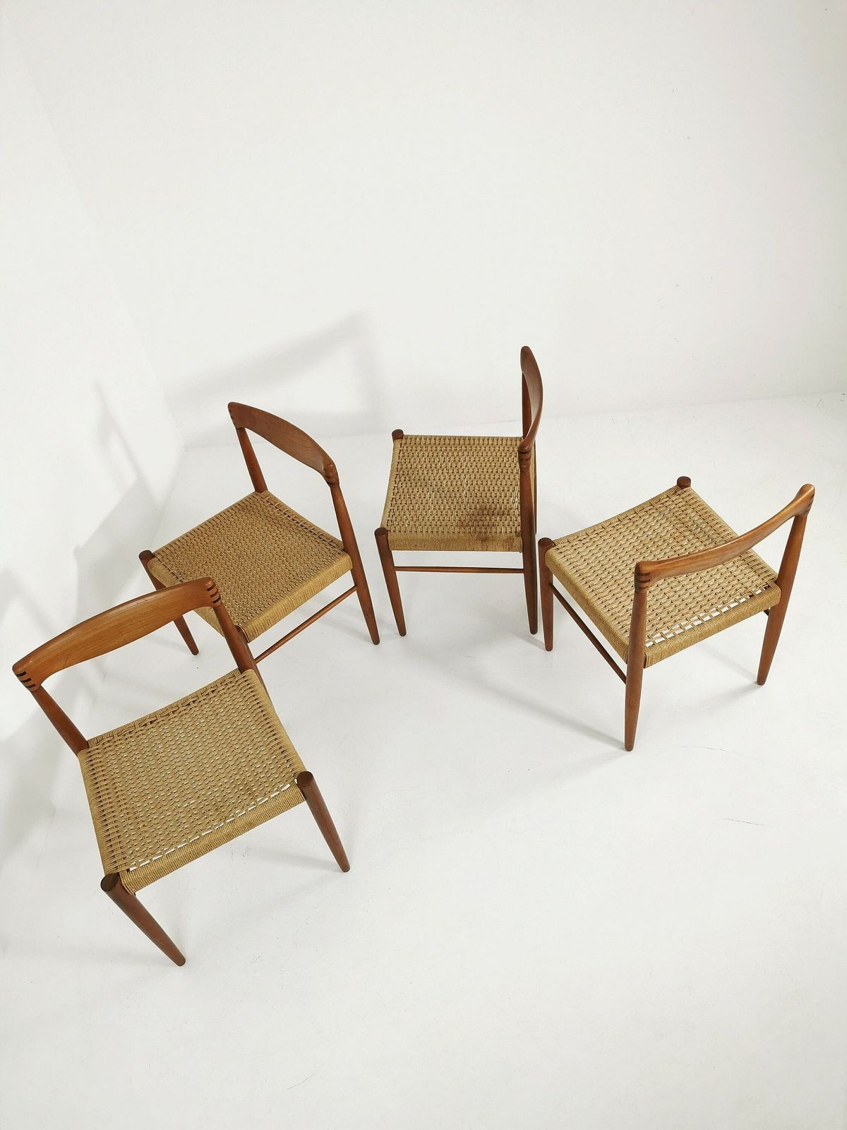 Danish Teak & Danish Cord Dining Chairs By H. W. Klein For Bramin, 1960s, Set Of 4 photo for sale