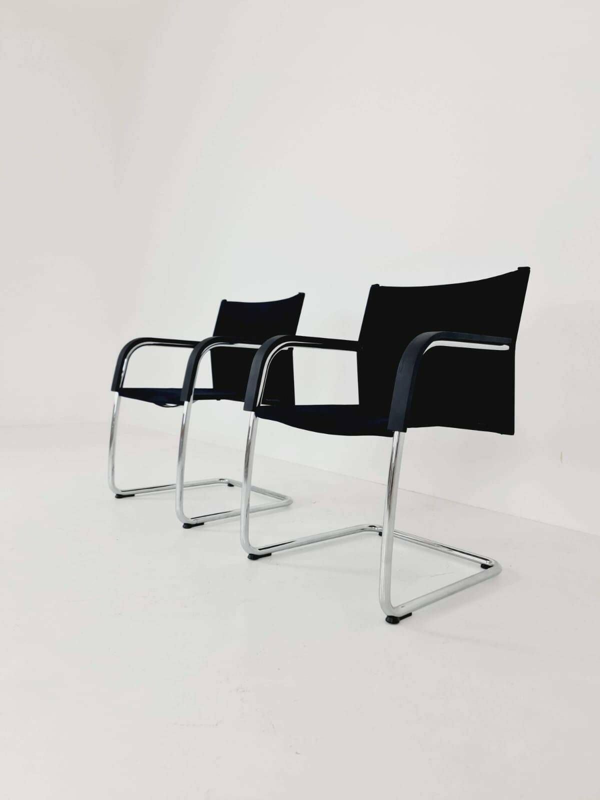 2 X Vitra Ac3 Antonio Citterio Chair With Chrome And Black Textile.