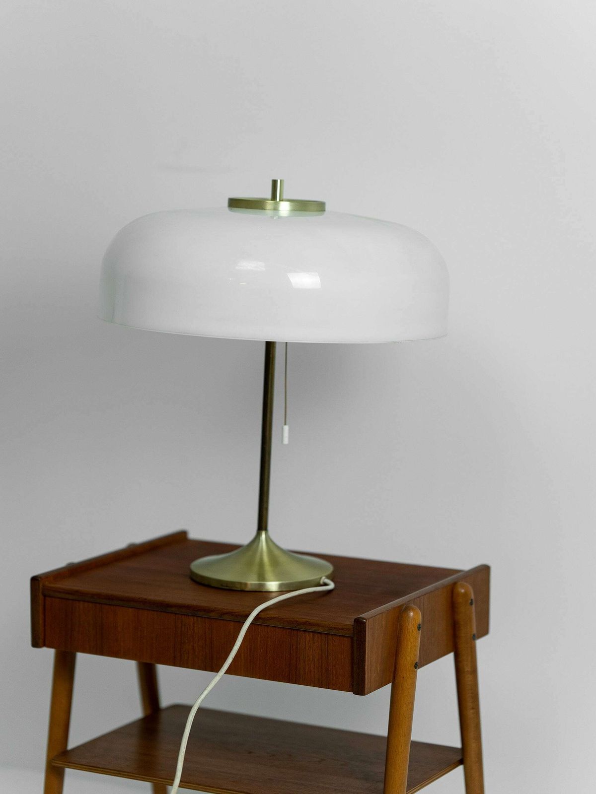 Rare Mid Century German Mushroom Brass & Plastic Table Lamp By Cosack Leuchten, Germany 1970s photo for sale