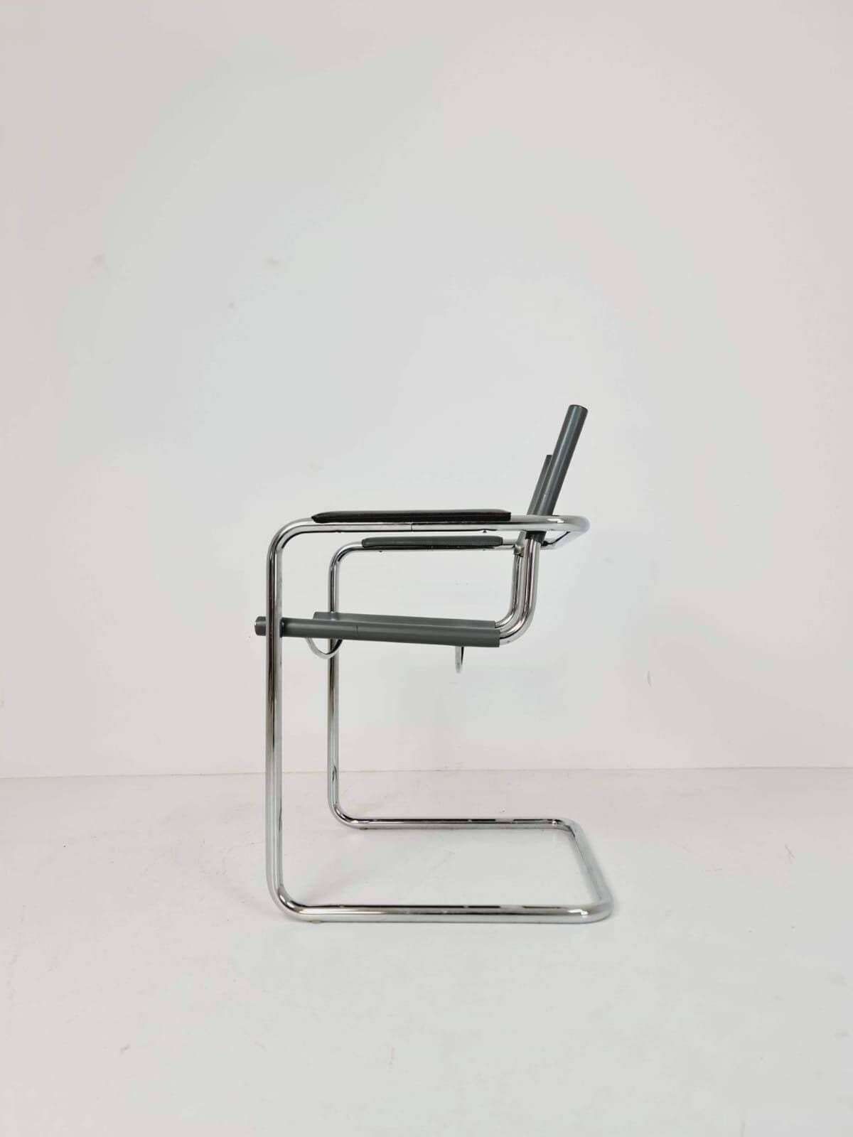 1 Of 4 Original Model Mg5 Centro Studi Desk Grey Leather Chair By Mart Stam & Marcel Breuer For Matteo Grassi, 1970s photo furniture