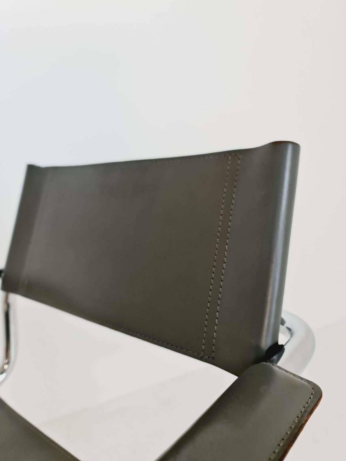 1 Of 4 Original Model Mg5 Centro Studi Desk Grey Leather Chair By Mart Stam & Marcel Breuer For Matteo Grassi, 1970s photo buy