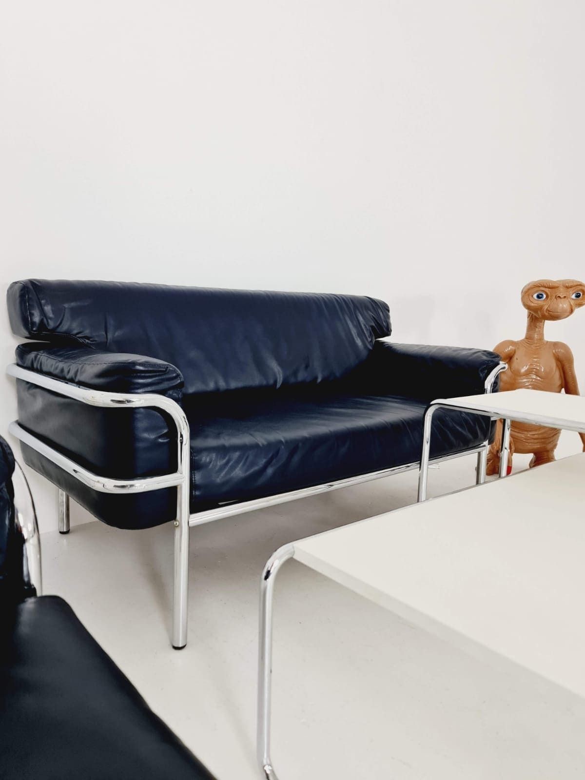 Mid Century Leather Bauhaus  Style Of Cassia Lc3 Style Sofa , 1980s photo 1721.0