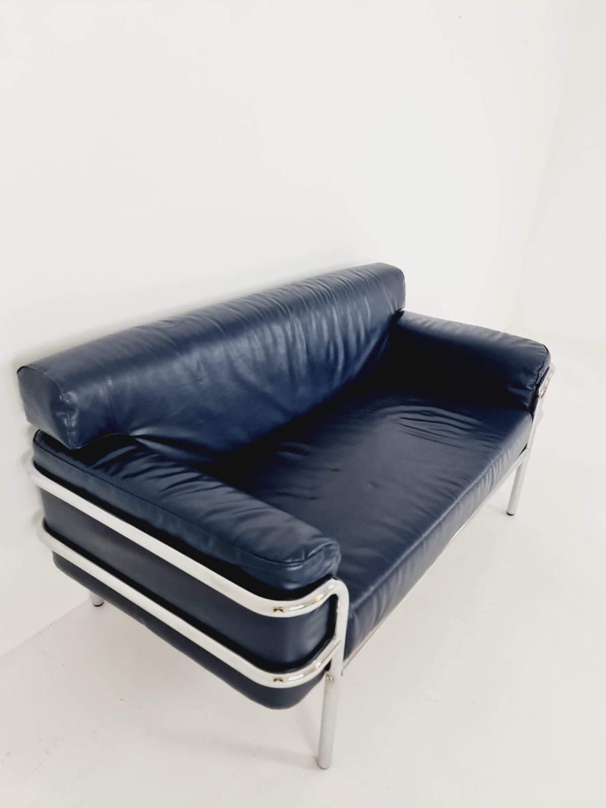 Mid Century Leather Bauhaus  Style Of Cassia Lc3 Style Sofa , 1980s photo buy