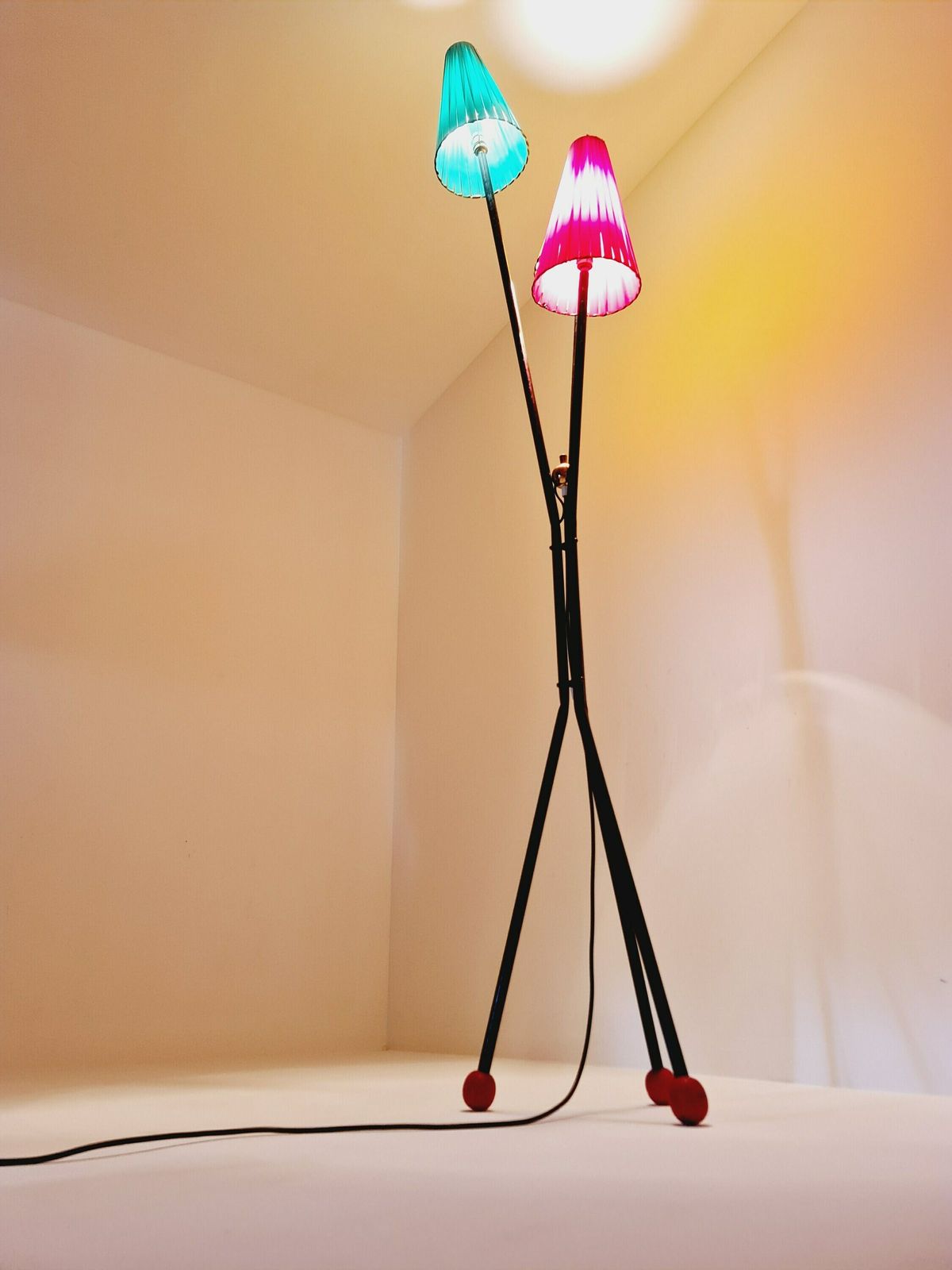 Tripod Swedish Vintage Floor Lamp In Metal By Dahlquist & Johansson, 1950s photo vintage