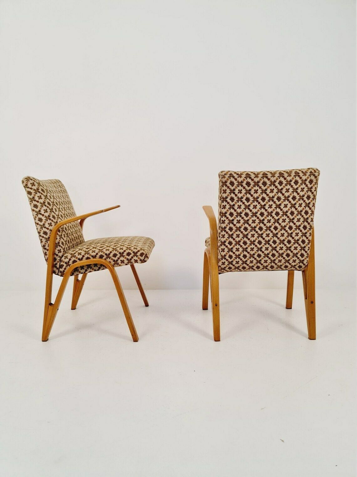 Pair Of Konkav Armchairs By Paul Bode For Federholzgesellschaft From The 50s