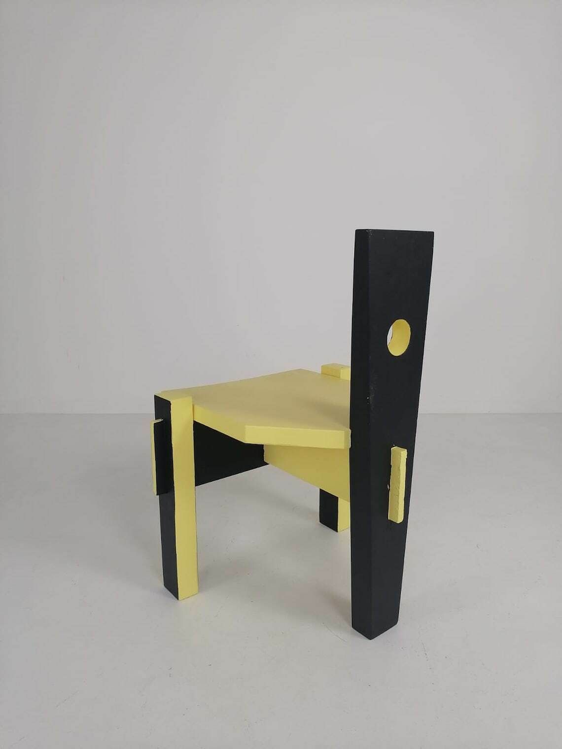 Postmodern Period Yellow Black High Back Chair photo Furniture