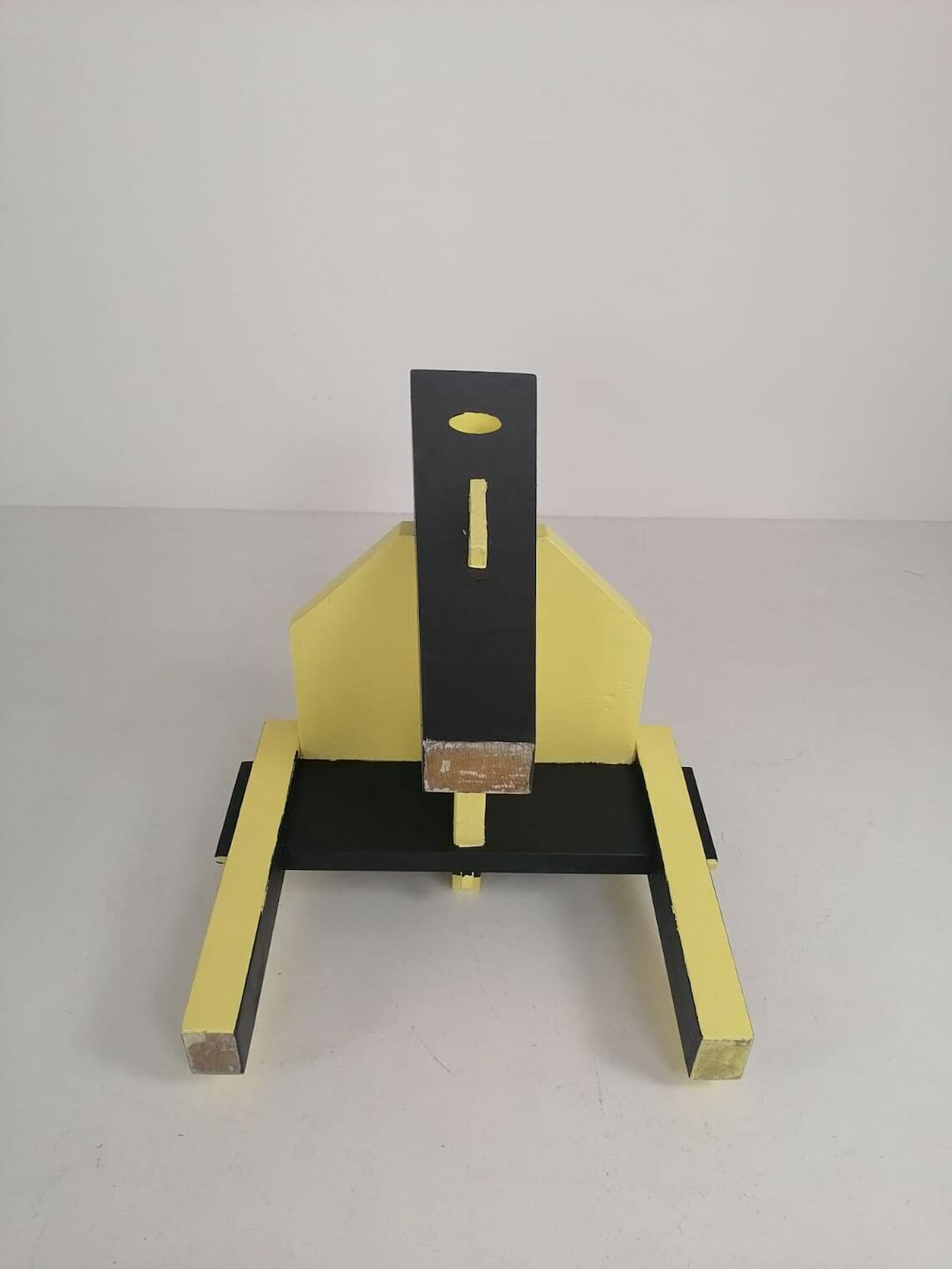 Postmodern Period Yellow Black High Back Chair photo vinterior
