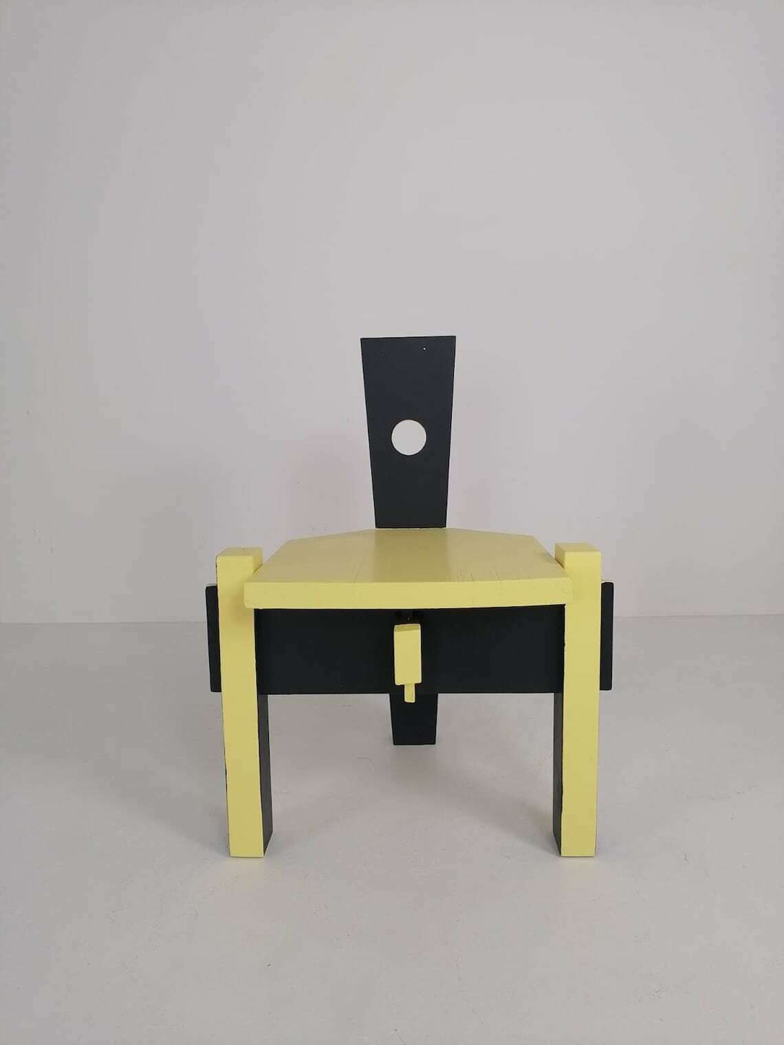 Postmodern Period Yellow Black High Back Chair photo vintage