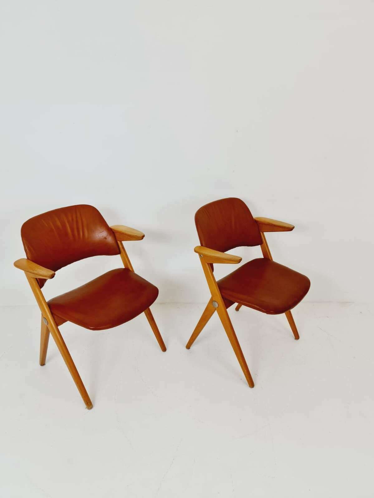 Swedish Midcentury Beech & Leather Armchair Triva By Bengt Ruda For Nordiska Kompaniet, 1960s, Set Of 2 photo buy