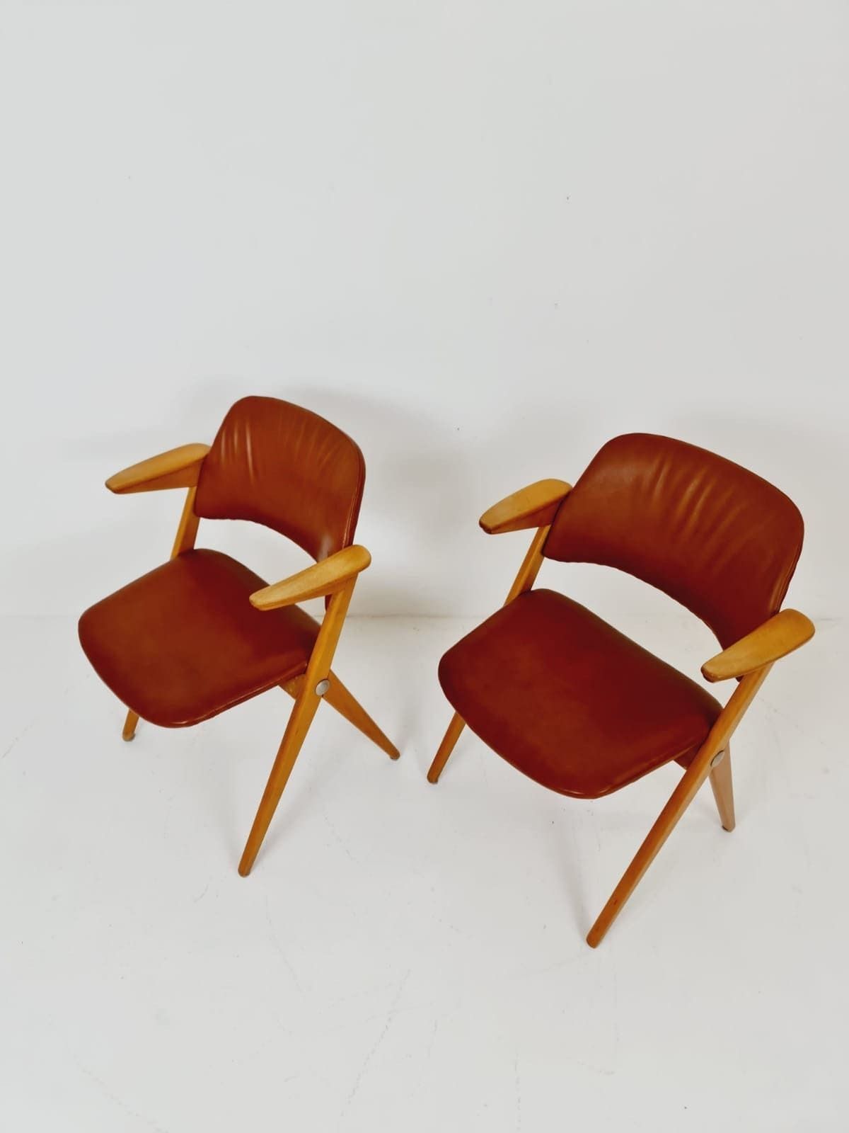 Swedish Midcentury Beech & Leather Armchair Triva By Bengt Ruda For Nordiska Kompaniet, 1960s, Set Of 2 photo vintage