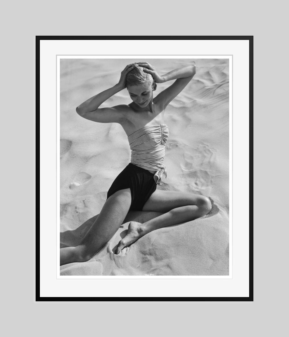 Girl On The Beach By Toni Frissell Oversize Archival Pigment Print Framed In Black