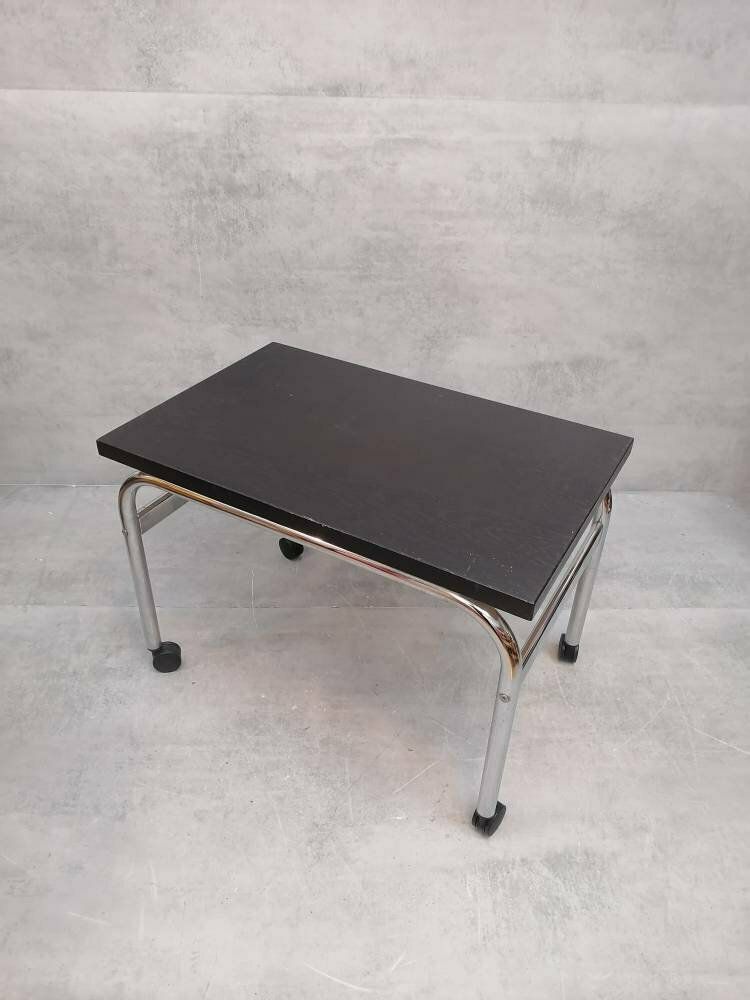 Mid Century Modern Bauhaus Design Coffee Table On Wheels. 1980s Italy photo furniture