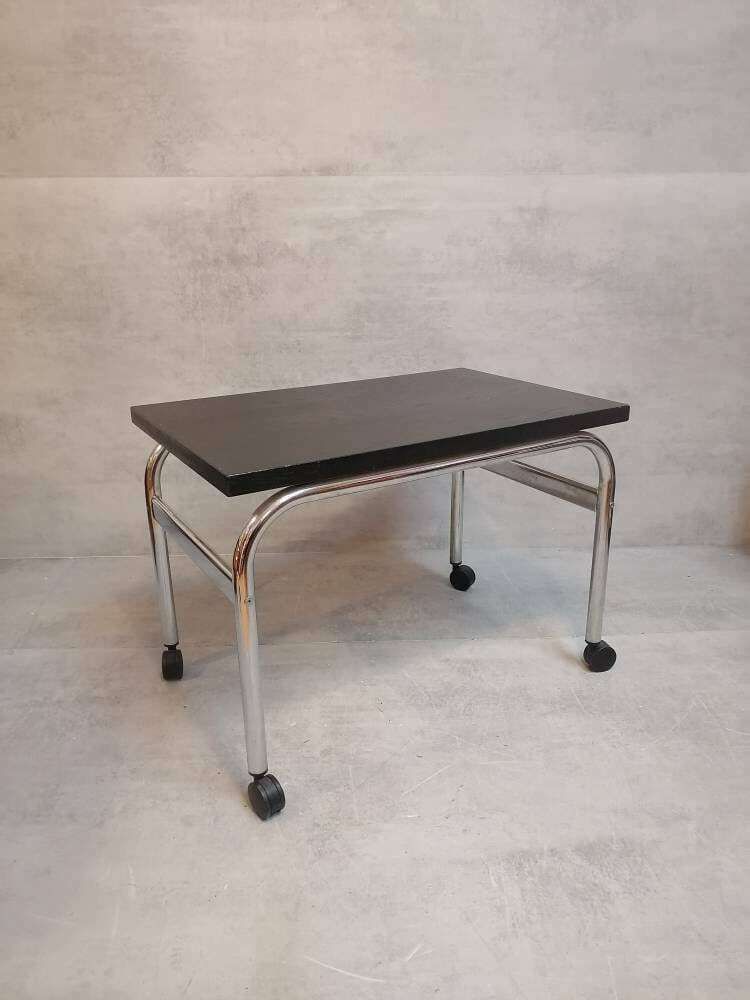 Mid Century Modern Bauhaus Design Coffee Table On Wheels. 1980s Italy photo for sale