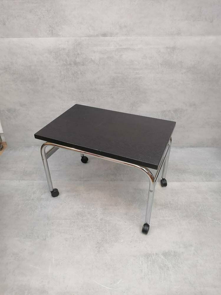 Mid Century Modern Bauhaus Design Coffee Table On Wheels. 1980s Italy photo vinterior