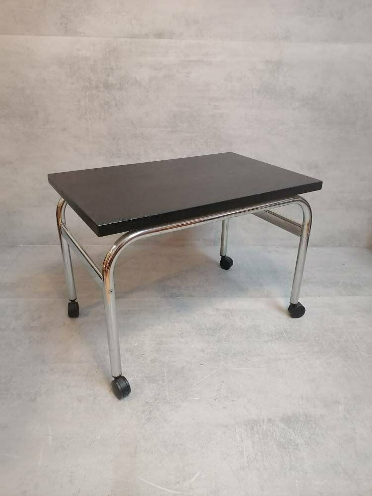 Mid Century Modern Bauhaus Design Coffee Table On Wheels. 1980s Italy photo vintage
