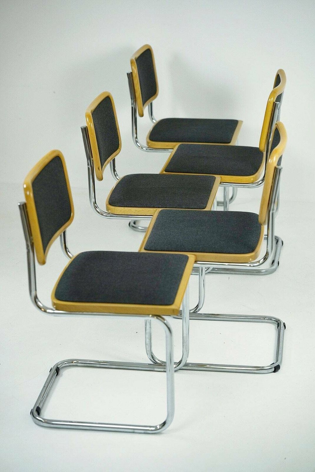 Set Of 5 Marcel Breuer B32 Upholstered Cesca Chair, Bauhaus Design By Bene photo 2367.0