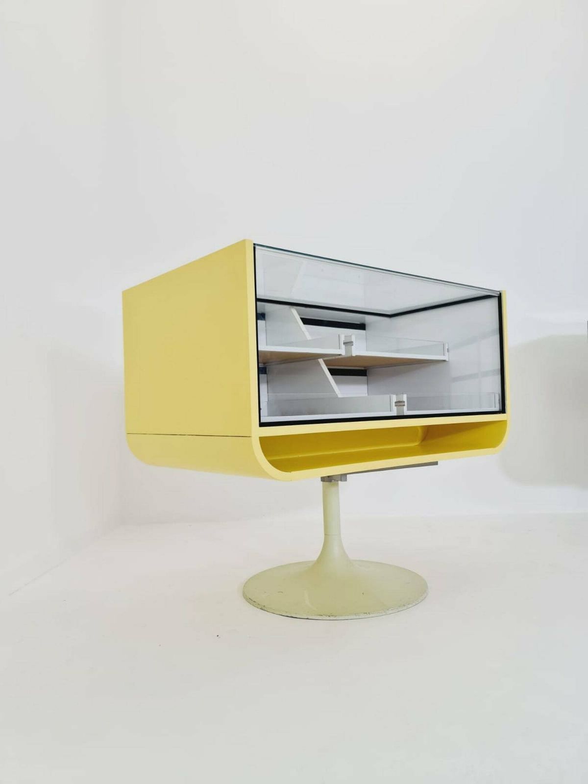 Space Age Mid Century Tulip Show Case Drawers With Glass Front 1970s photo vintage